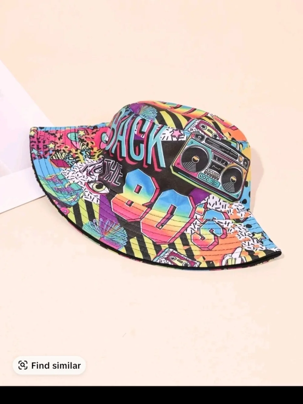 Multicolor 'Back to the 90s' Graphic Bucket Hat